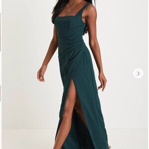 Glamorous Disposition Emerald Green Ruched Maxi Dress